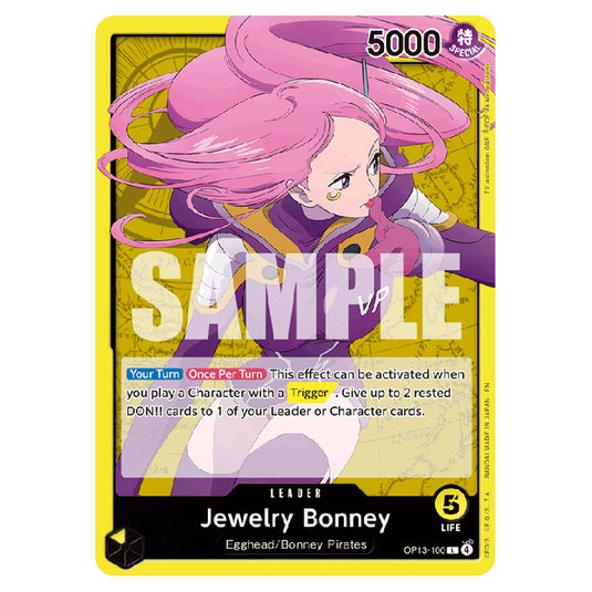 Jewelry Bonney OP13-100 card from the One Piece set Carrying on his Will