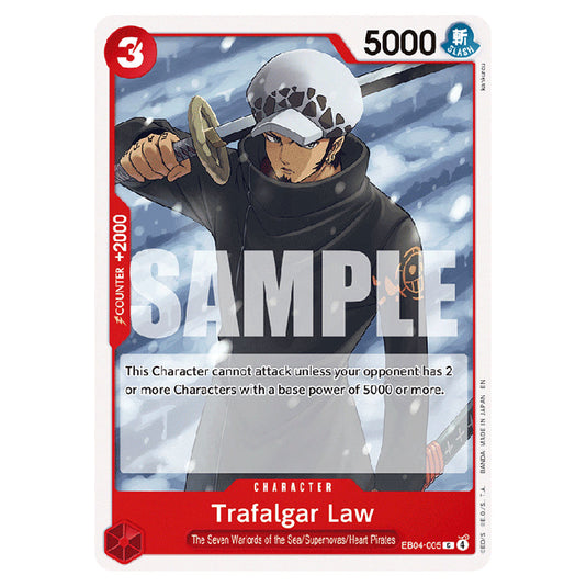 Trafalgar Law EB04-005 card from the One Piece set Adventure on Kami's Island