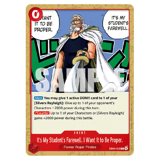 It's My Student's Farewell. I Want It to Be Proper. EB04-009 card from the One Piece set Adventure on Kami's Island