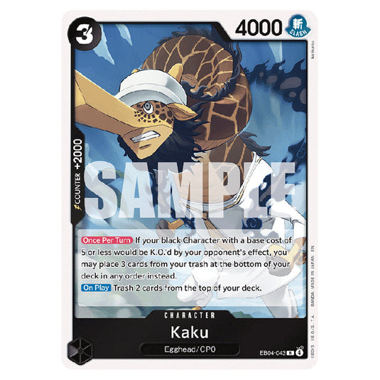 Kaku EB04-043 card from the One Piece set Adventure on Kami's Island