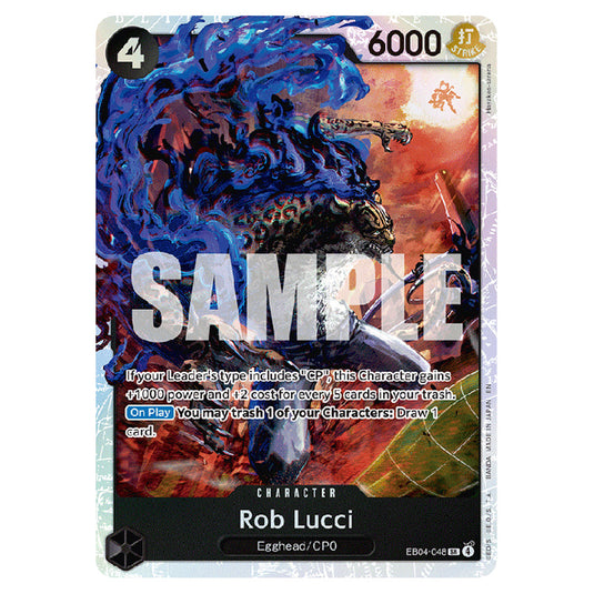 Rob Lucci EB04-048 card from the One Piece set Adventure on Kami's Island