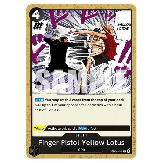 Finger Pistol Yellow Lotus EB04-049 card from the One Piece set Adventure on Kami's Island