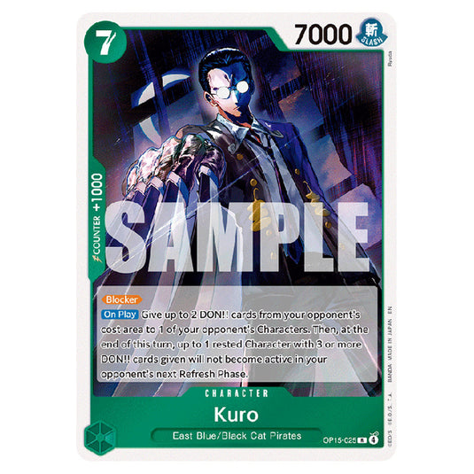 Kuro OP15-025 card from the One Piece set Adventure on Kami's Island