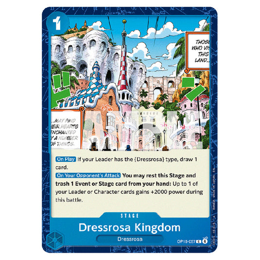 Dressrosa Kingdom OP15-057 card from the One Piece set Adventure on Kami's Island