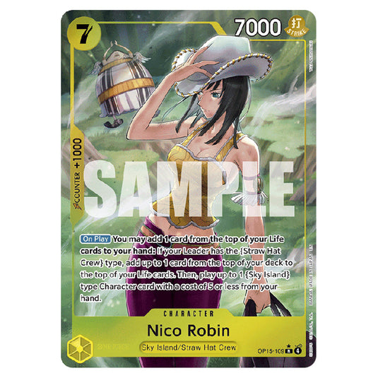 Nico Robin OP15-109a card from the One Piece set Adventure on Kami's Island