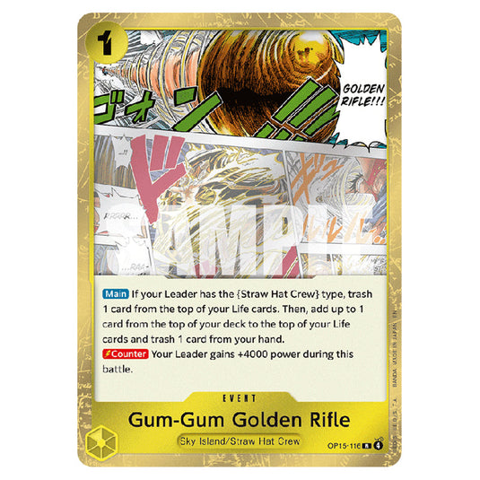 Gum-Gum Golden Rifle OP15-116 card from the One Piece set Adventure on Kami's Island