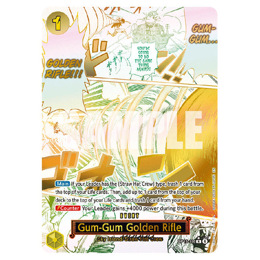 Gum-Gum Golden Rifle OP15-116a card from the One Piece set Adventure on Kami's Island