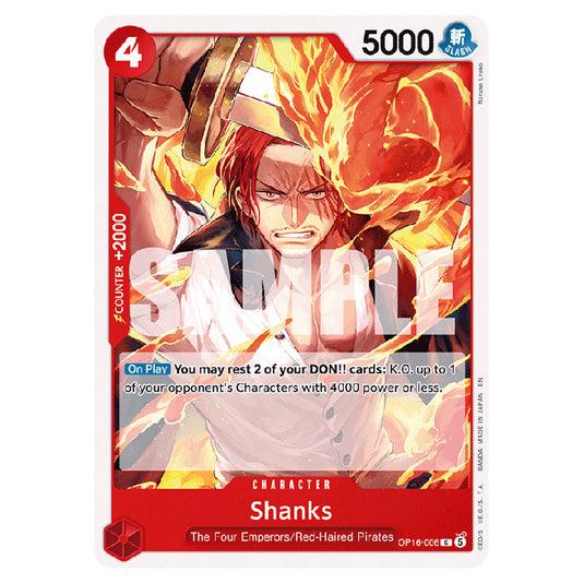 Shanks OP16-006 card from the One Piece set The Time of Battle
