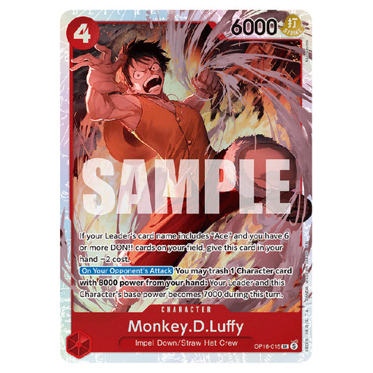 Monkey.D.Luffy OP16-015 card from the One Piece set The Time of Battle