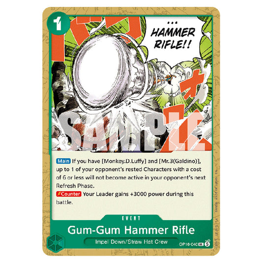 Gum-Gum Hammer Rifle OP16-040 card from the One Piece set The Time of Battle