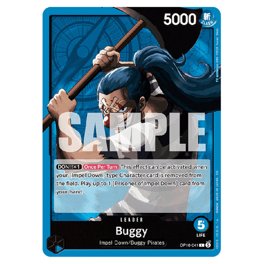 Buggy OP16-041 card from the One Piece set The Time of Battle