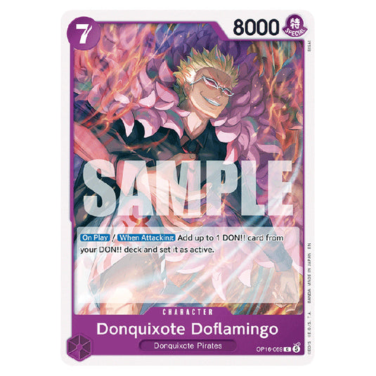 Donquixote Doflamingo OP16-069 card from the One Piece set The Time of Battle
