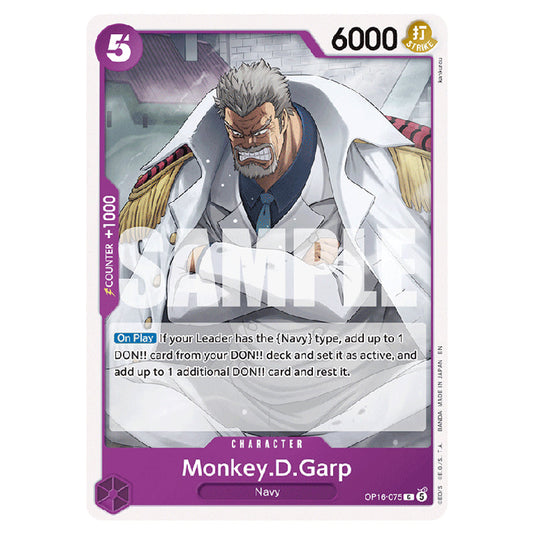 Monkey.D.Garp OP16-075 card from the One Piece set The Time of Battle