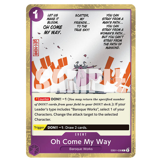 Oh Come My Way EB01-038a card from the One Piece set Premium Booster 02