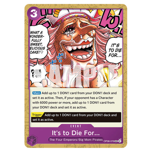 It's to Die For... OP08-076 card from the One Piece set Premium Booster 02