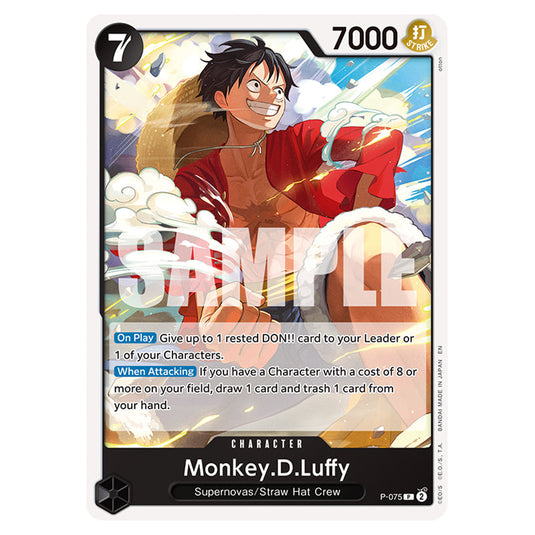 Monkey.D.Luffy P-075a card from the One Piece set Premium Booster 02