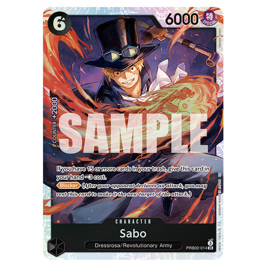 Sabo PRB02-014 card from the One Piece set Premium Booster 02