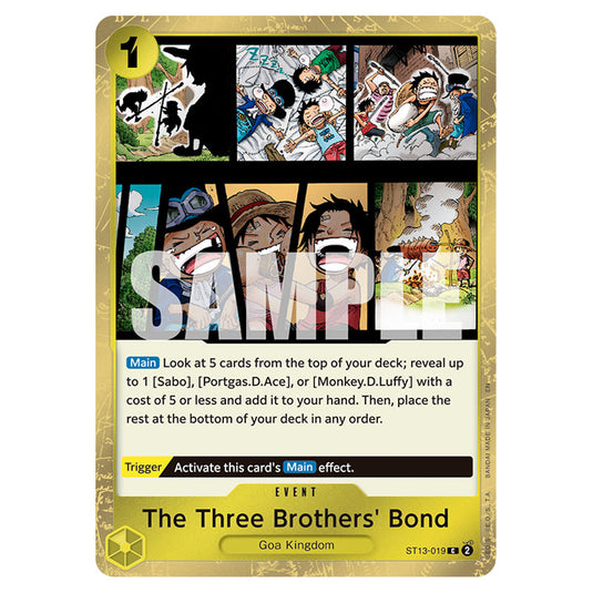 The Three Brothers' Bond ST13-019a card from the One Piece set Premium Booster 02