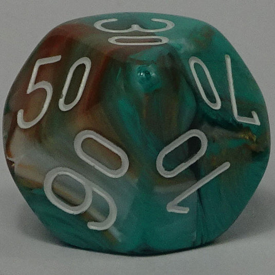 Chessex - Signature 16mm D10/100 - Marble - Oxi-Copper with White