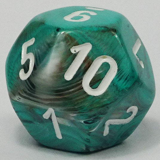 Chessex - Signature 16mm D12 - Marble - Oxi Copper with White