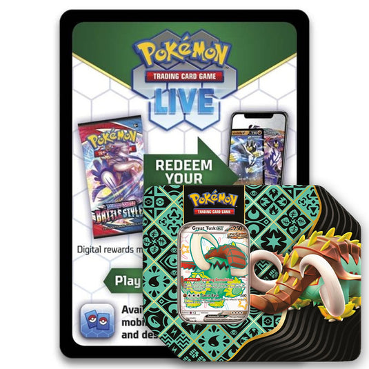 Pokemon - Paldean Fates - Great Tusk ex Tin - Online Code Card