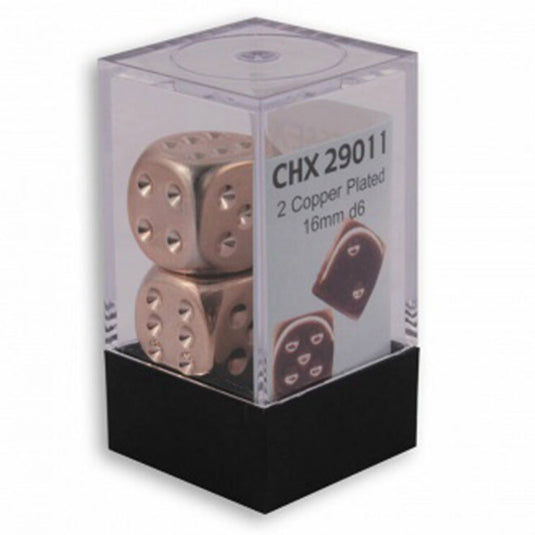 Chessex - Specialty Dice Pair - Metallic 16mm D6 w/pips - Copper-Plated