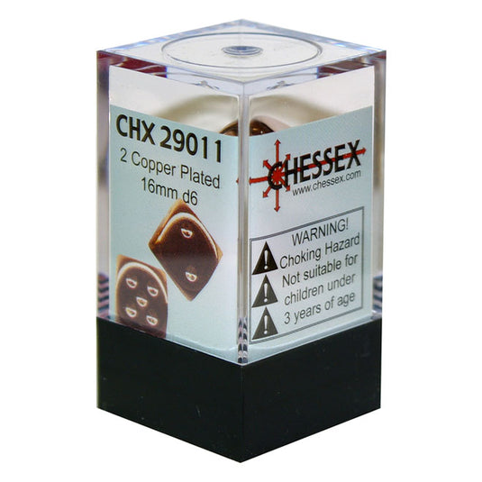 Chessex - Specialty Dice Pair - Metallic 16mm D6 w/pips - Copper-Plated