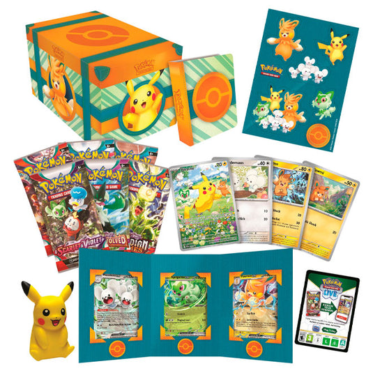 Paldea Adventure Chest Mini Portfolio Pikachu Tadmaus sprigatito Scarlet Violet Booster Pack Alt Art Stickers