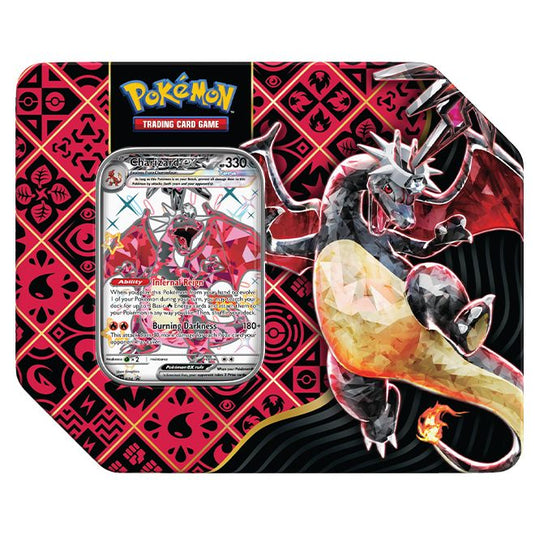 Pokemon - Scarlet & Violet - Paldean Fates - Shiny Tera Charizard, Iron Treads & Great Tusk - 7" ex Tins