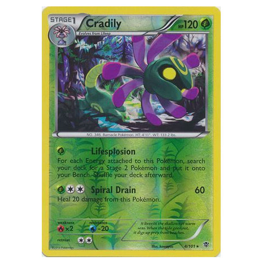 Pokemon - Black & White - Plasma Blast - (Reverse Holo) Cradily - 4/101