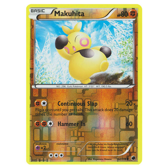Pokemon - Black & White - Plasma Freeze - (Reverse Holo) Makuhita - 62/116