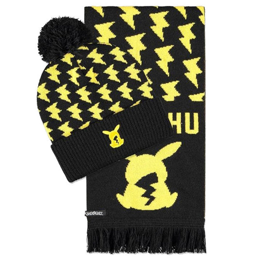 Pokemon - Pikachu Giftset (Beanie & Scarf) - Black/Yellow