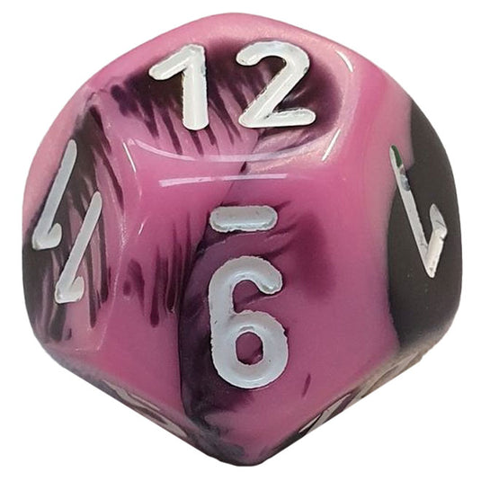 Chessex - Gemini 16mm D12 - Black-Pink w/White