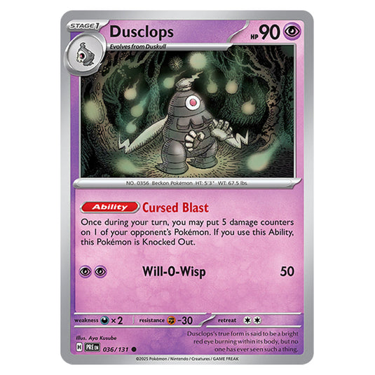 Dusclops 036 card from the Pokemon set Prismatic Evolutions