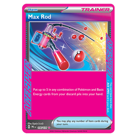 Max Rod 116 card from the Pokemon set Prismatic Evolutions