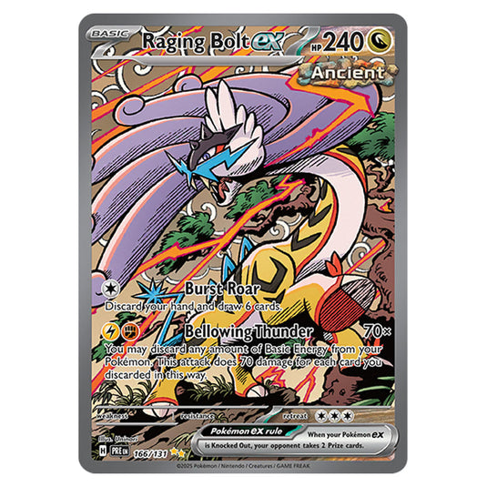 Raging Bolt ex 166 card from the Pokemon set Prismatic Evolutions