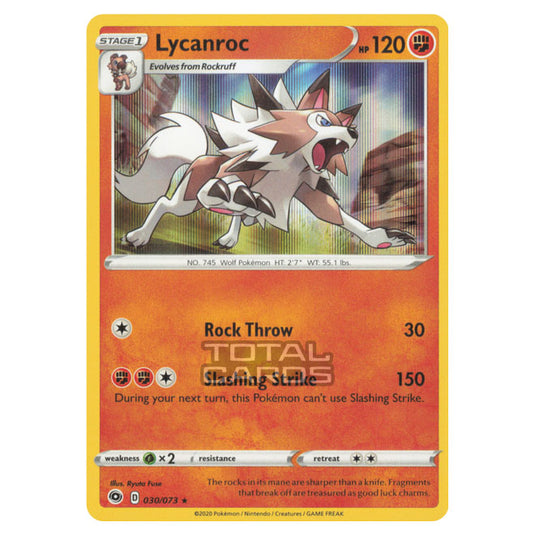 Pokemon - Sword & Shield - Champions Path - Lycanroc - 030/073 - (Reverse Holo)