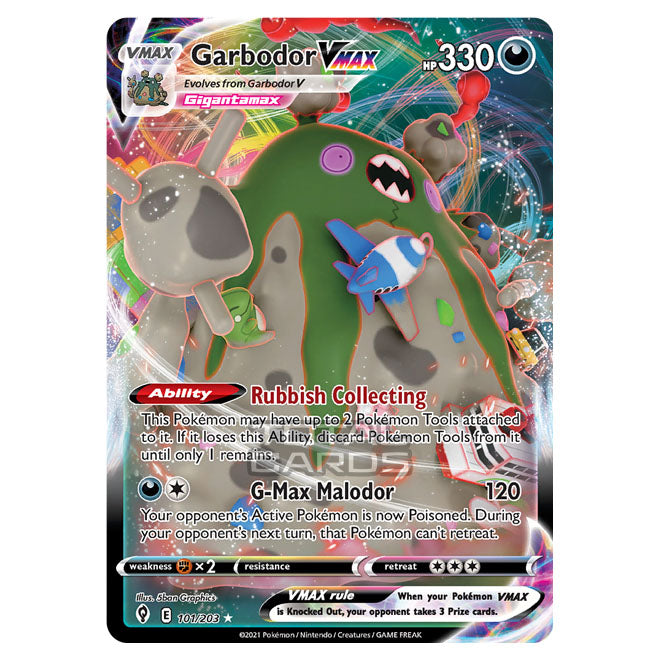 garbodor vmax pokemon card value - Evolving Skies Pokmon 101/203 Fx2 / None / 3 Artist Garbodor VMAX 101/203 Pokemon Like
