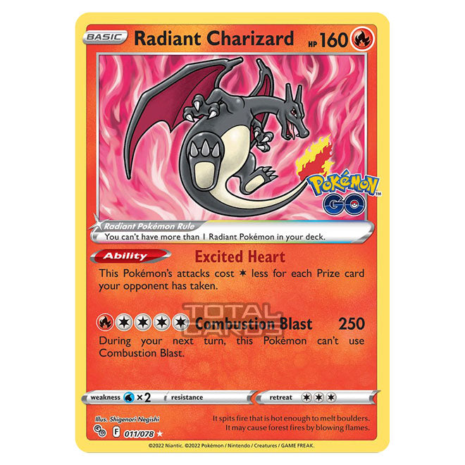 Pokemon - Sword & Shield - Pokemon Go - Radiant Charizard - 011/78 Pokemon - Sword & Shield - Pokemon Go - Radiant Charizard - 011/78