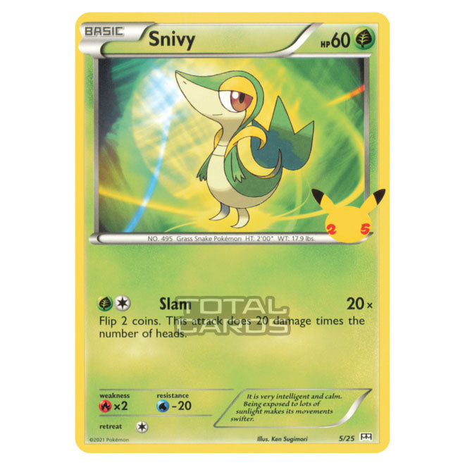 Pokemon - McDonalds - 25th Anniversary Collection - Snivy - 5/25 Pokemon - McDonalds - 25th Anniversary Collection - Snivy - 5/25