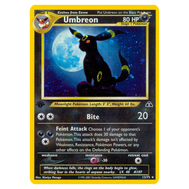 neo pokemon cards Discovery Single Umbreon 13/75 - Slight Play (SP) Darkness Rarity Buy Light Arcanine #12/105 Holo