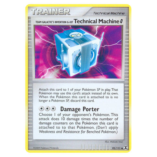 Team Galactic's Invention G-107 Technical Machine G 95 card from the Pokemon set Rising Rivals
