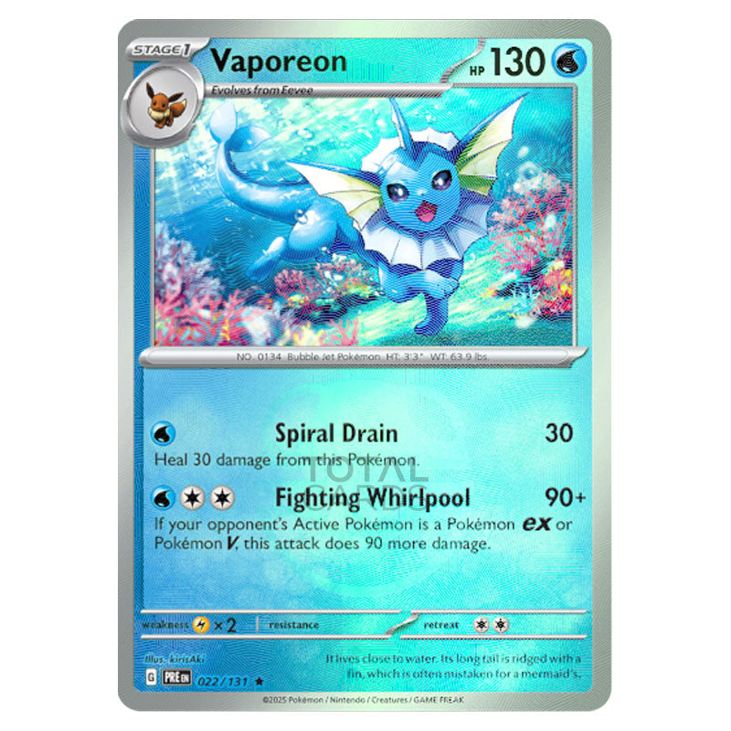 Pokemon - Scarlet & Violet - Prismatic Evolutions - Vaporeon - 022/131 Pokemon - Scarlet & Violet - Prismatic Evolutions - Vaporeon - 022/131