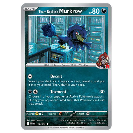 Team Rocket's Murkrow 127 card from the Pokemon set Destined Rivals
