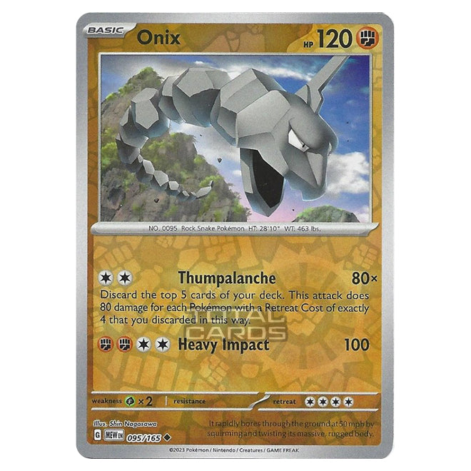 basic onix pokemon card Pokemon - Scarlet & Violet - 151 - Onix - 095/165