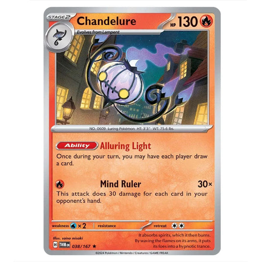 Pokemon - Scarlet & Violet - Twilight Masquerade - Chandelure - 038/167 (Cosmo Holo)