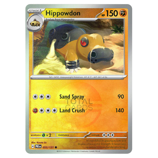 Hippowdon 053 Reverse Holo Poke Ball card from the Pokemon set Prismatic Evolutions