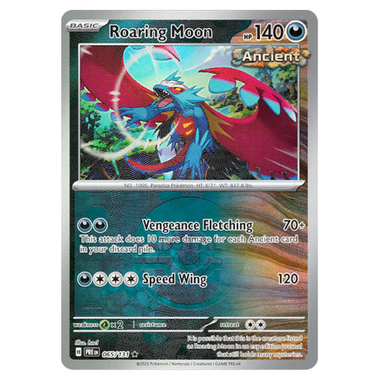 Roaring Moon 065 Reverse Holo Poke Ball card from the Pokemon set Prismatic Evolutions