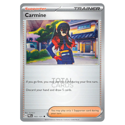 Carmine 103 Reverse Holo Poke Ball card from the Pokemon set Prismatic Evolutions