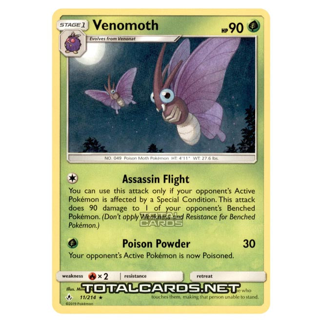 Pokemon - Sun & Moon - Unbroken Bonds - Venomoth - 11/214 Pokemon - Sun & Moon - Unbroken Bonds - Venomoth - 11/214